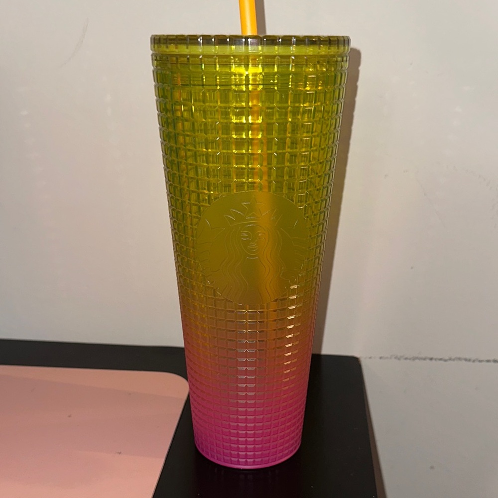 Starbucks Vibrant Yellow and Pink Tumbler